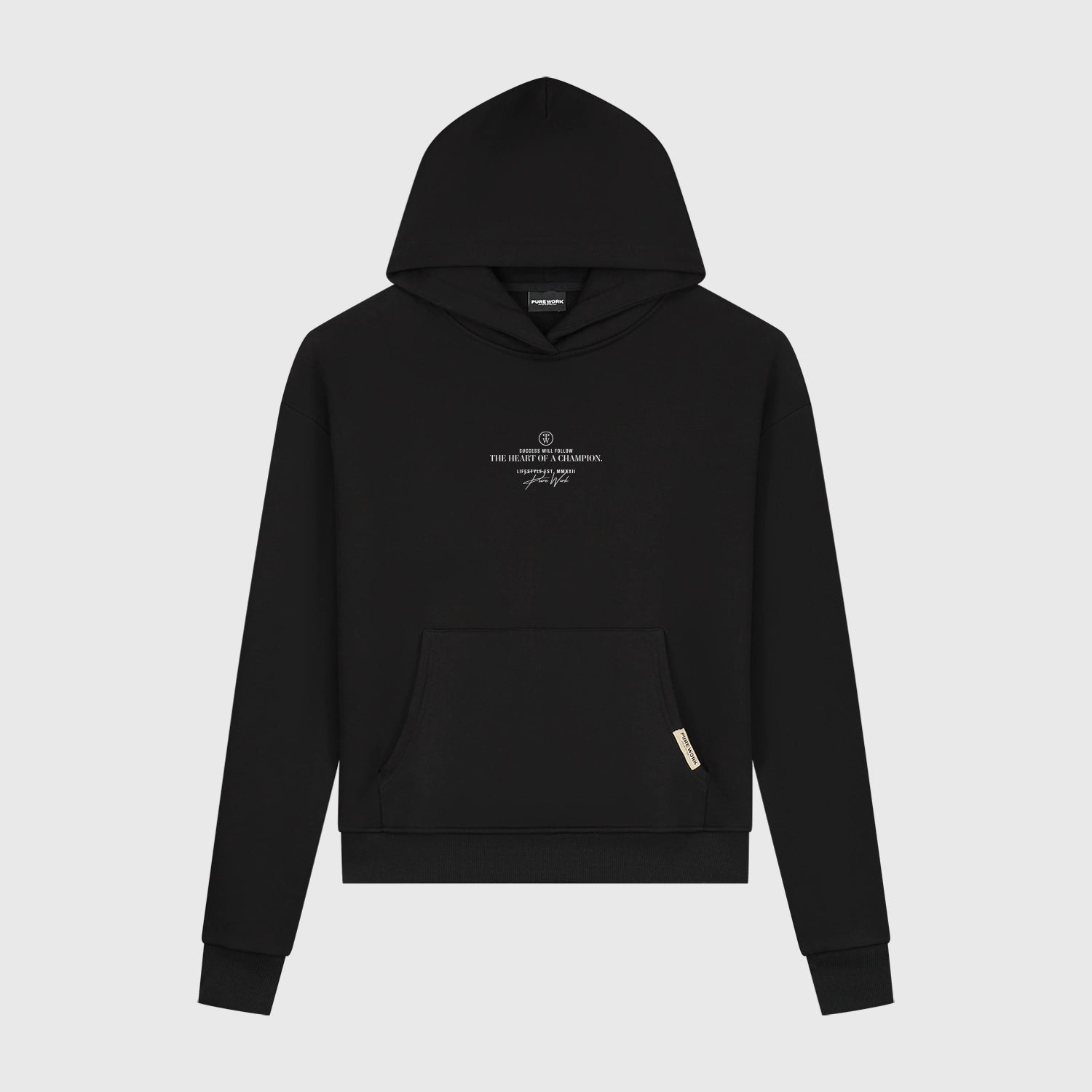 pure-work-the-heart-of-a-champion-basic-hoodie-black-front